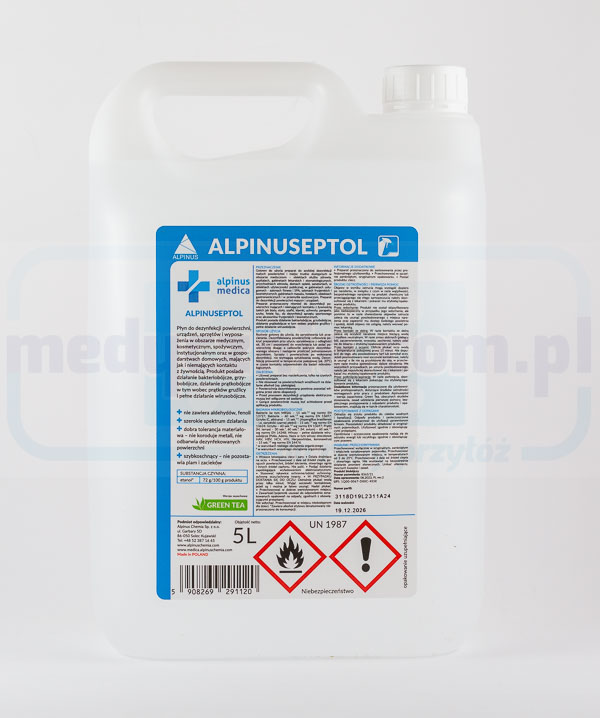 Alpinuseptol Green Tea 5L dezinfectant de suprafață (echivalent cu Velox, Aerodesin, Incidin).